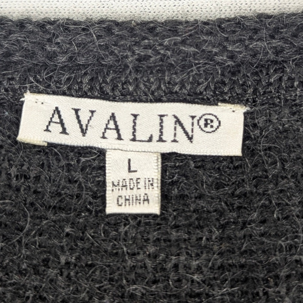 Avalin Womens Sequin Knit Pullover Sweater Charcoal Gray Crew Neck Size Large - Picture 14 of 16